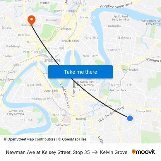 Newman Ave at Kelsey Street, Stop 35 to Kelvin Grove map