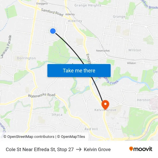 Cole St Near Elfreda St, Stop 27 to Kelvin Grove map