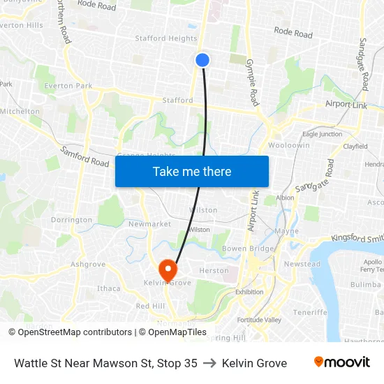 Wattle St Near Mawson St, Stop 35 to Kelvin Grove map