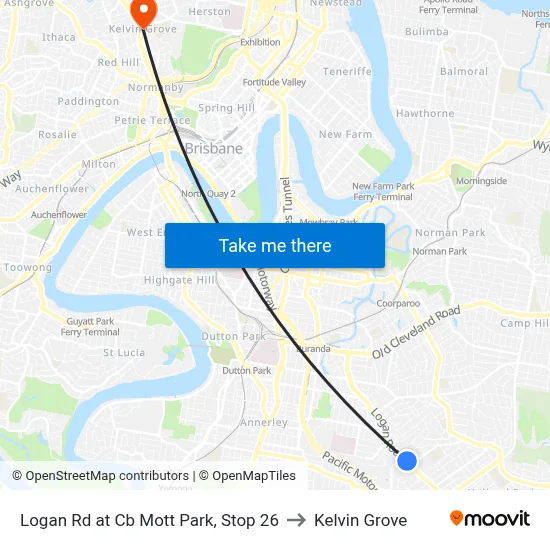 Logan Rd at Cb Mott Park, Stop 26 to Kelvin Grove map