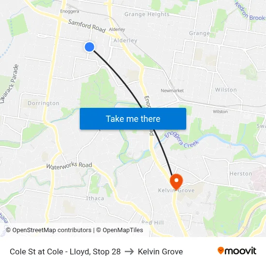 Cole St at Cole - Lloyd, Stop 28 to Kelvin Grove map