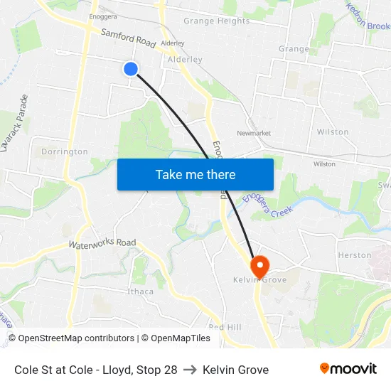 Cole St at Cole - Lloyd, Stop 28 to Kelvin Grove map