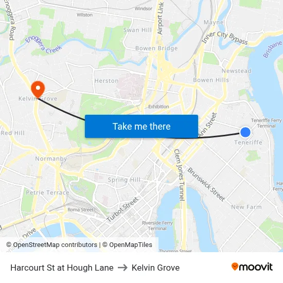Harcourt St at Hough Lane to Kelvin Grove map