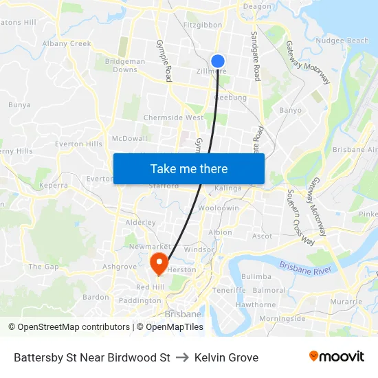 Battersby St Near Birdwood St to Kelvin Grove map