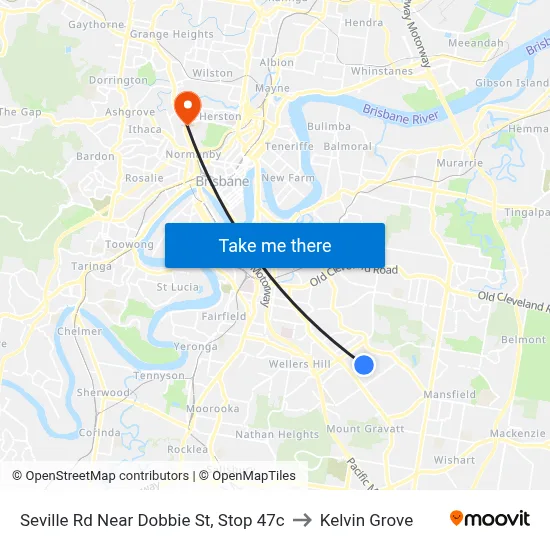 Seville Rd Near Dobbie St, Stop 47c to Kelvin Grove map