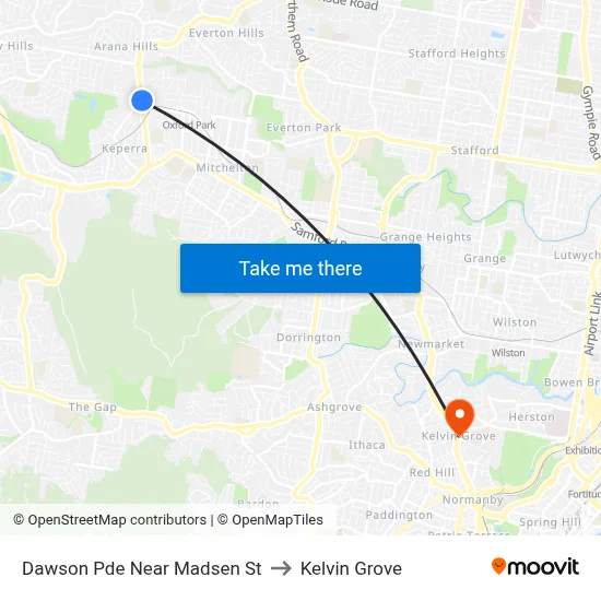 Dawson Pde Near Madsen St to Kelvin Grove map