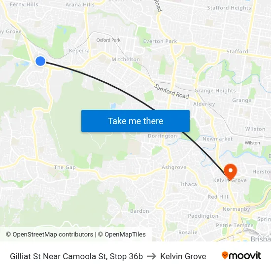 Gilliat St Near Camoola St, Stop 36b to Kelvin Grove map