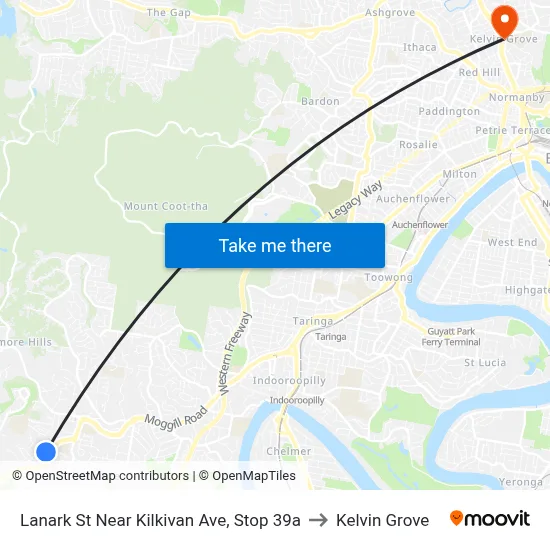 Lanark St Near Kilkivan Ave, Stop 39a to Kelvin Grove map