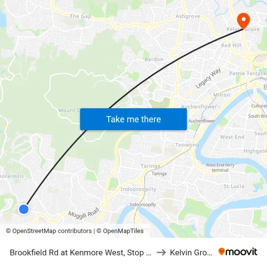Brookfield Rd at Kenmore West, Stop 37 to Kelvin Grove map