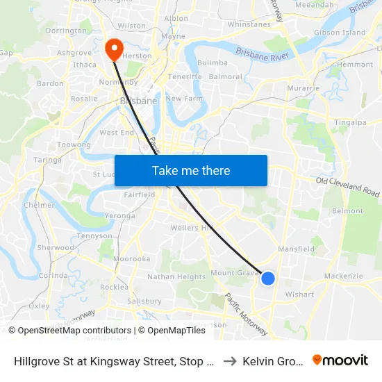 Hillgrove St at Kingsway Street, Stop 41 to Kelvin Grove map