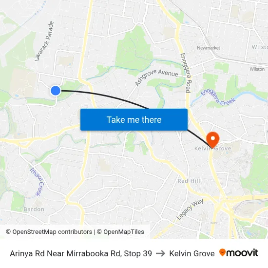 Arinya Rd Near Mirrabooka Rd, Stop 39 to Kelvin Grove map