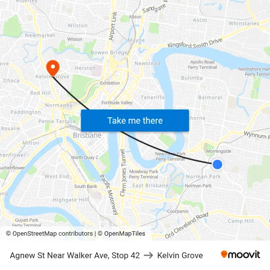 Agnew St Near Walker Ave, Stop 42 to Kelvin Grove map