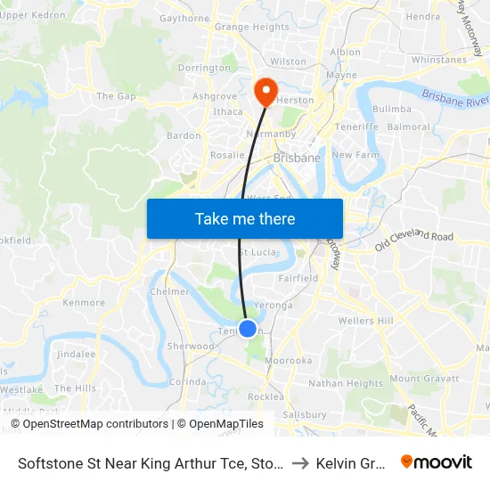 Softstone St Near King Arthur Tce, Stop 38 to Kelvin Grove map