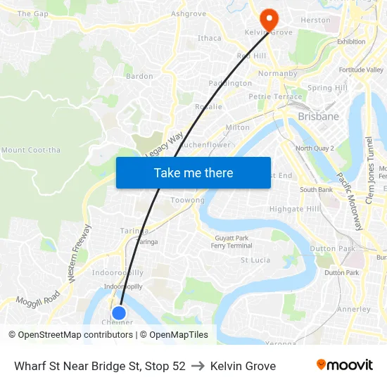 Wharf St Near Bridge St, Stop 52 to Kelvin Grove map