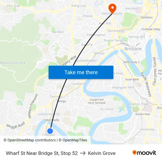 Wharf St Near Bridge St, Stop 52 to Kelvin Grove map