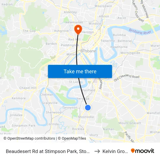 Beaudesert Rd at Stimpson Park, Stop 29 to Kelvin Grove map
