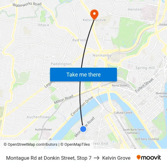 Montague Rd at Donkin Street, Stop 7 to Kelvin Grove map