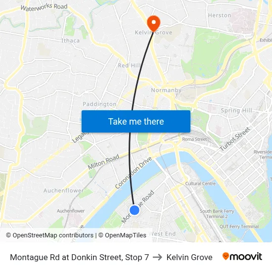 Montague Rd at Donkin Street, Stop 7 to Kelvin Grove map