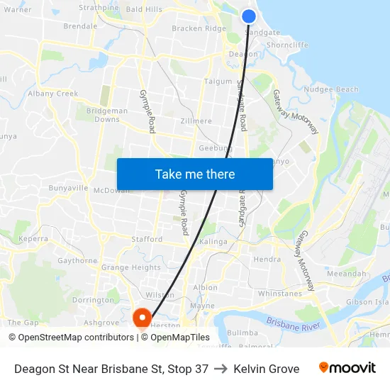 Deagon St Near Brisbane St, Stop 37 to Kelvin Grove map