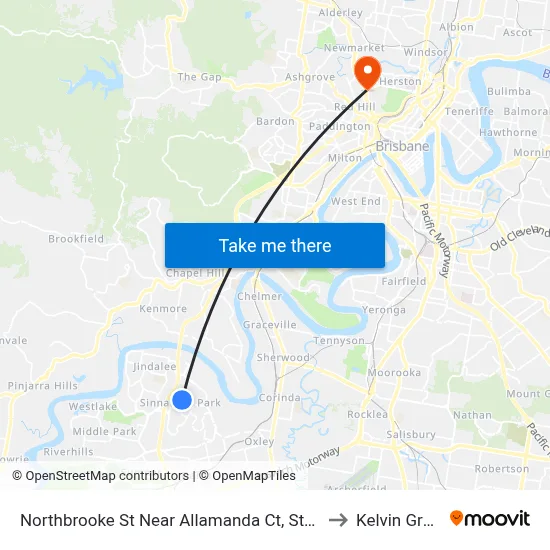 Northbrooke St Near Allamanda Ct, Stop 59 to Kelvin Grove map