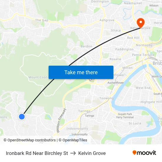Ironbark Rd Near Birchley St to Kelvin Grove map
