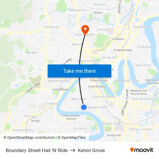 Boundary Street Hail 'N' Ride to Kelvin Grove map
