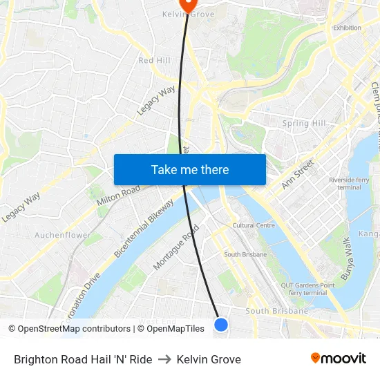 Brighton Road Hail 'N' Ride to Kelvin Grove map
