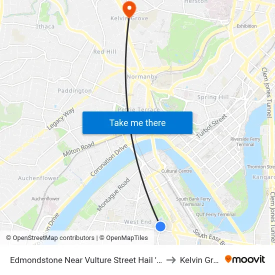 Edmondstone Near Vulture Street Hail 'N' Ride to Kelvin Grove map