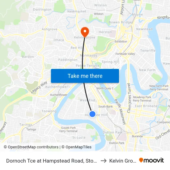 Dornoch Tce at Hampstead Road, Stop 21 to Kelvin Grove map