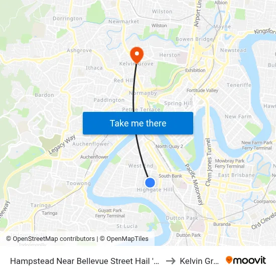 Hampstead Near Bellevue Street Hail 'N' Ride to Kelvin Grove map