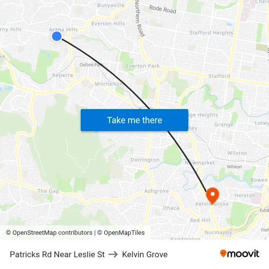 Patricks Rd Near Leslie St to Kelvin Grove map