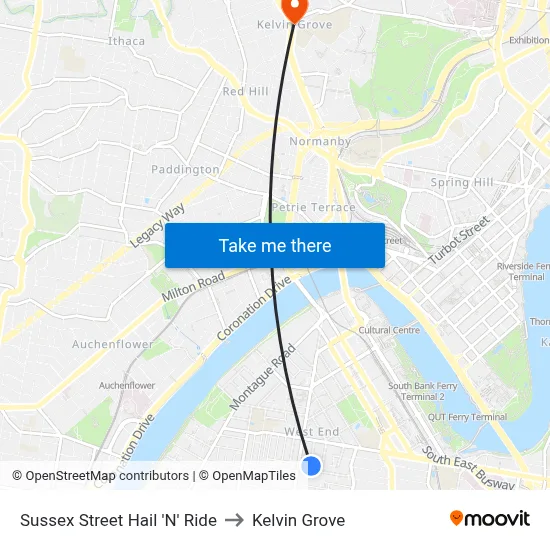 Sussex Street Hail 'N' Ride to Kelvin Grove map
