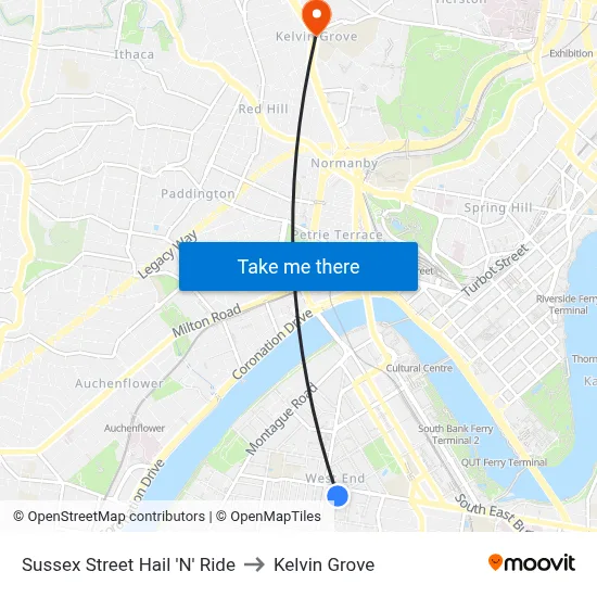 Sussex Street Hail 'N' Ride to Kelvin Grove map