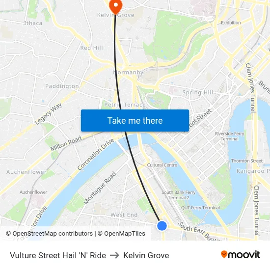 Vulture Street Hail 'N' Ride to Kelvin Grove map