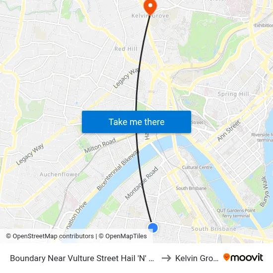 Boundary Near Vulture Street Hail 'N' Ride to Kelvin Grove map
