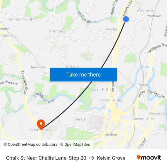 Chalk St Near Challis Lane, Stop 20 to Kelvin Grove map