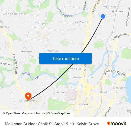 Mclennan St Near Chalk St, Stop 19 to Kelvin Grove map