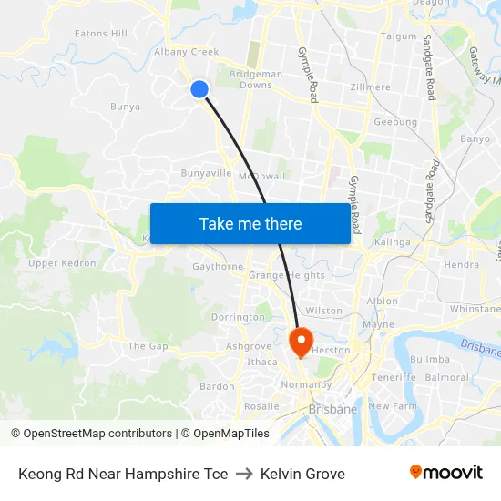 Keong Rd Near Hampshire Tce to Kelvin Grove map
