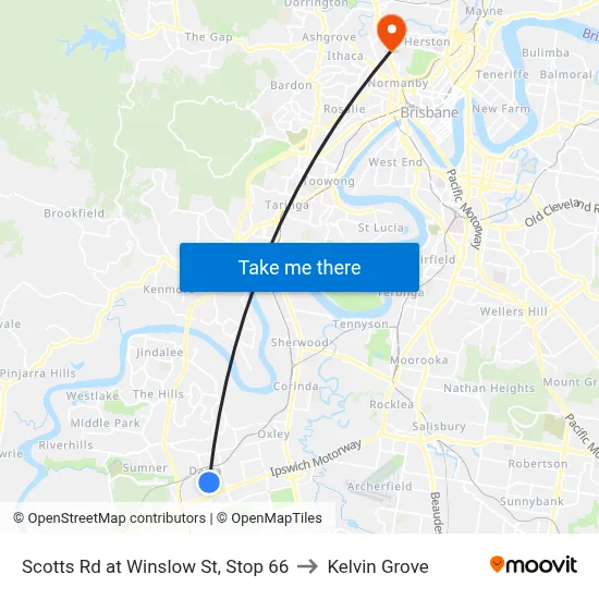 Scotts Rd at Winslow St, Stop 66 to Kelvin Grove map