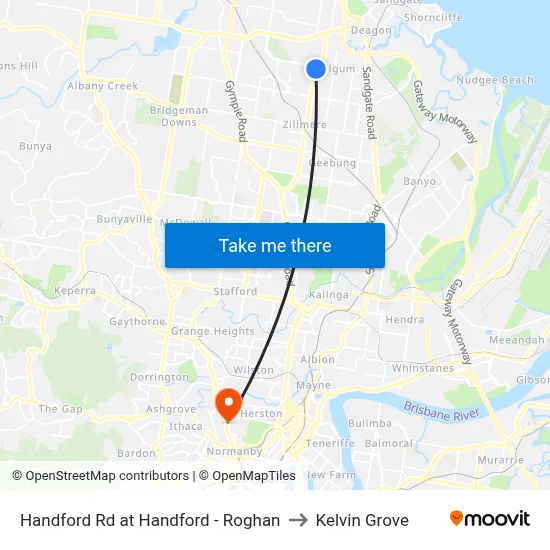 Handford Rd at Handford - Roghan to Kelvin Grove map