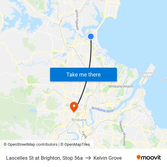 Lascelles St at Brighton, Stop 56a to Kelvin Grove map