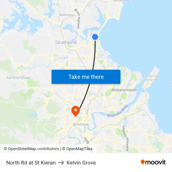 North Rd at St Kieran to Kelvin Grove map