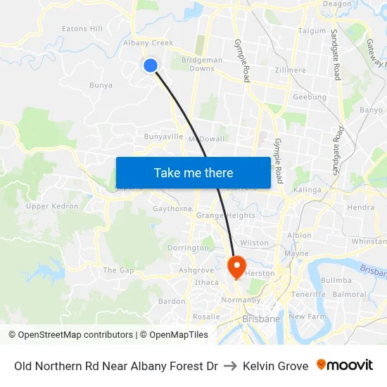 Old Northern Rd Near Albany Forest Dr to Kelvin Grove map
