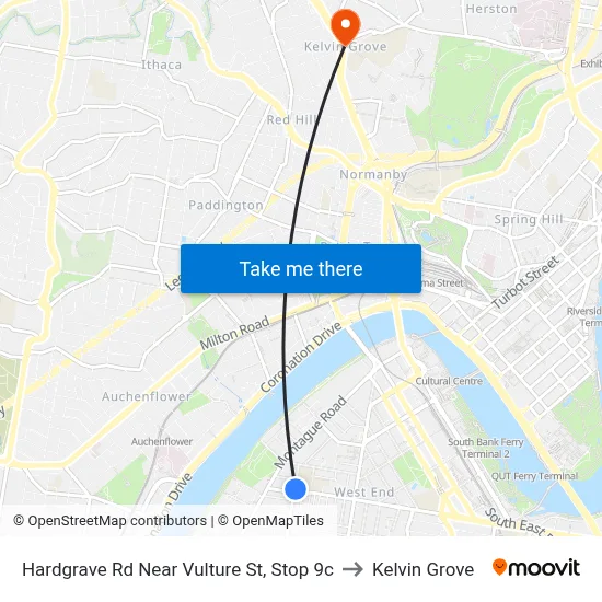 Hardgrave Rd Near Vulture St, Stop 9c to Kelvin Grove map