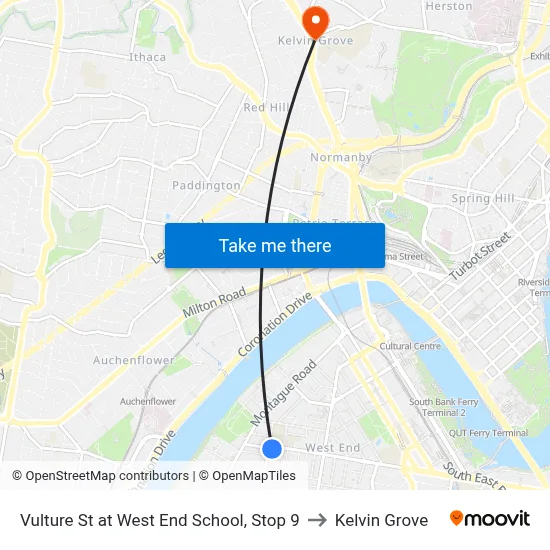 Vulture St at West End School, Stop 9 to Kelvin Grove map