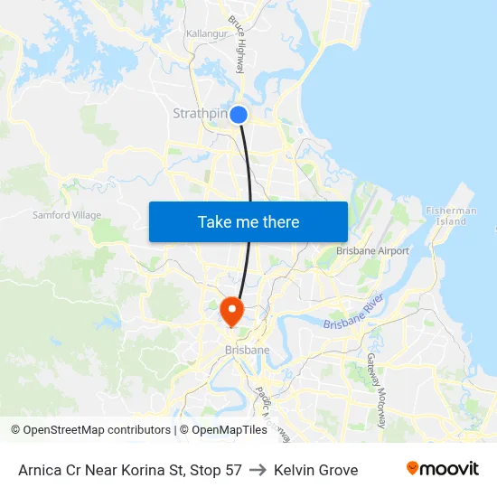 Arnica Cr Near Korina St, Stop 57 to Kelvin Grove map