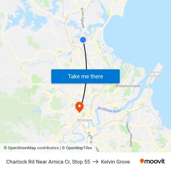 Charlock Rd Near Arnica Cr, Stop 55 to Kelvin Grove map