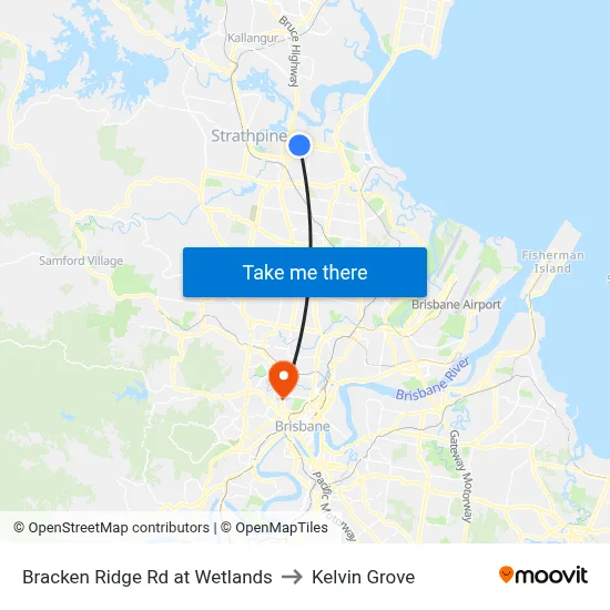 Bracken Ridge Rd at Wetlands to Kelvin Grove map