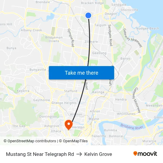 Mustang St Near Telegraph Rd to Kelvin Grove map