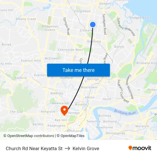 Church Rd Near Keyatta St to Kelvin Grove map